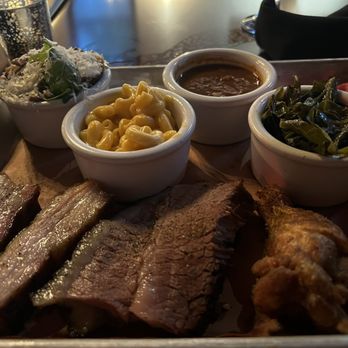 Reunion BBQ - Sampler plate: Sliced Prime Brisket, Pork Belly, The Wings, Pork Ribs - Barbeque Near Me - Boston, Massachusetts Reunion BBQ - Sampler plate: Sliced Prime Brisket, Pork Belly, The Wings, Pork Ribs - Barbeque Near Me - Boston, Massachusetts
