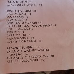 Starving Artist Cafe & Gallery - Menu July 2022