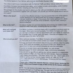 Recall letter - Continue of previous review.