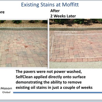 Mason Global - Moffitt Cancer Center used SelfClean to remove existing oil stains without pressure washing. We suggest pressure washing first. - Pressure Washers Near Me - Tampa, Florida