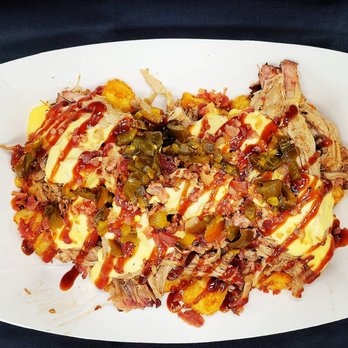 Kettle Dad BBQ - Tater Hogs- Tater Tots, Pulled pork, cheese sauce, Tangy Hawaiian BBQ, bacon, jalapenos - Barbeque Near Me - Blairsville, Pennsylvania