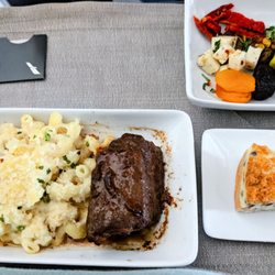 American Airlines - Beef Short Rib, Mac and Cheese, Chocolate Chip Cheesecake