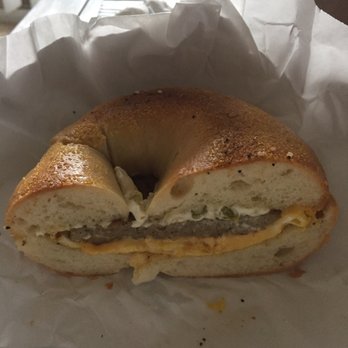 The Bagel Man - He ate his first 1/2 quicker than I could take the picture haha. Plain bagel and jalapeño cream cheese + egg and sausage. - Delis Near Me - Phoenix, Arizona The Bagel Man - He ate his first 1/2 quicker than I could take the picture haha. Plain bagel and jalapeño cream cheese + egg and sausage. - Delis Near Me - Phoenix, Arizona