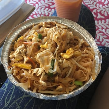 Miracle Thai - Chicken Pad Thai and free Thai Iced Tea, $7 - Street Vendors Near Me - New York, New York