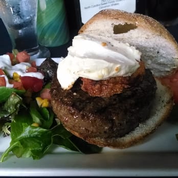 Ashten's - All local NC grass fed burger with goat cheese & fried green tomato. - New American Near Me - Southern Pines, North Carolina Ashten's - All local NC grass fed burger with goat cheese & fried green tomato. - New American Near Me - Southern Pines, North Carolina