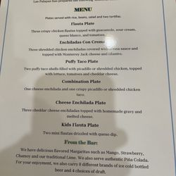 Las Palapas - Special Baptism menu