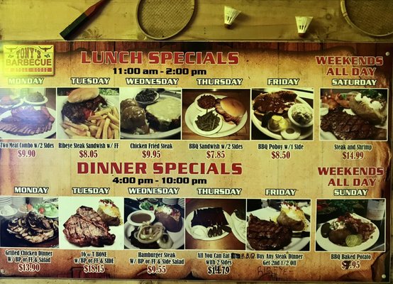 Menu photo 2 Tony' Barbeque & Steak House Winnie, TX Menu photo 2 Tony' Barbeque & Steak House Winnie, TX