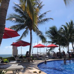 View from the beach side pool look out over the bay.