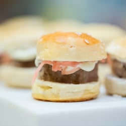 BellyFull Events - Mini Yellow Fin Tuna Burger with wasabi mayo and pickled ginger served on a sesame bun