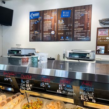 Brigham Fish Market - Inside and menu - Seafood Markets Near Me - Cascade Locks, Oregon Brigham Fish Market - Inside and menu - Seafood Markets Near Me - Cascade Locks, Oregon