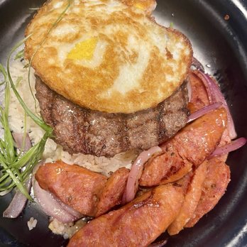 Toast - Aloha Bowl (it's a Loco Moco with Portuguese Sausage). - Breakfast & Brunch Near Me - Temecula, California Toast - Aloha Bowl (it's a Loco Moco with Portuguese Sausage). - Breakfast & Brunch Near Me - Temecula, California