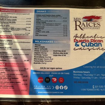 Mis Raices Restaurant - Aug 2025 Menu - Puerto Rican Near Me - Teaneck, New Jersey