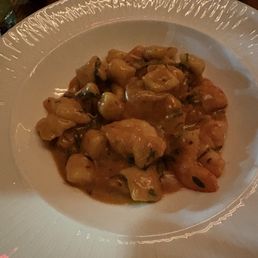 Semolina dumplings and shrimp