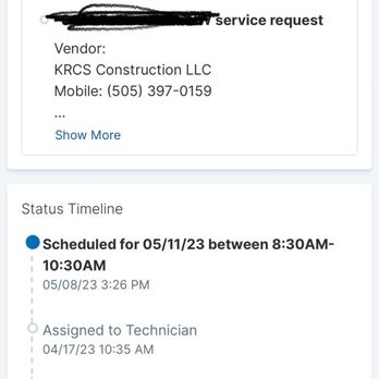 Brickley's Property Solutions - Screenshot of proof of us trying to get our swamp cooler turned on since April 5th. It is now May 18th and almost 80° in the house. - Property Management Near Me - Albuquerque, New Mexico