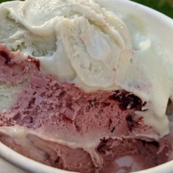 Rooster's Ice Cream Bar - Avocado honey and cherry chocolate double scoop