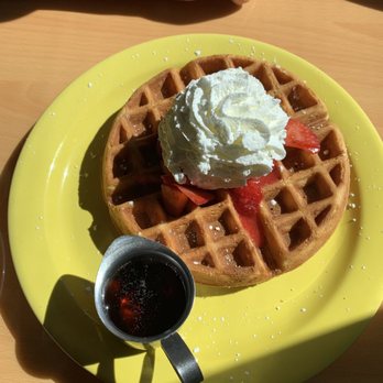 Devoted Kiss Cafe - Belgian waffle with fruit (strawberries) - Breakfast & Brunch Near Me - Gig Harbor, Washington