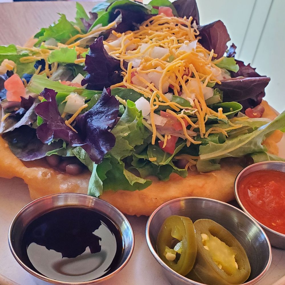 Wahpepah’s Kitchen - Bison frybread taco - Salad Near Me - Oakland, California Wahpepah’s Kitchen - Bison frybread taco - Salad Near Me - Oakland, California