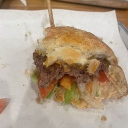 A very dry Chom Burger.
