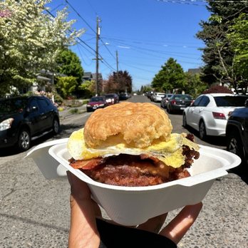 Pine State Biscuits - Reggie Deluxe + gravy on the side - Southern Near Me - Portland, Oregon Pine State Biscuits - Reggie Deluxe + gravy on the side - Southern Near Me - Portland, Oregon