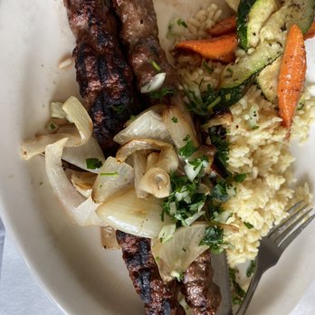 George's Bar & Grill - Lulu kebab plate. The kebabs are about 18 hefty inches, enough for two meals - Mediterranean Near Me - Fresno, California