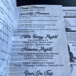 Drink menu Drink menu