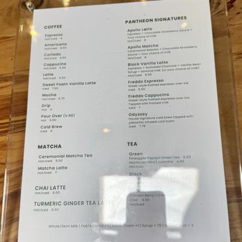 Pantheon Coffee - Menu as of March 2025 - Coffee & Tea Near Me - West Hollywood, California Pantheon Coffee - Menu as of March 2025 - Coffee & Tea Near Me - West Hollywood, California