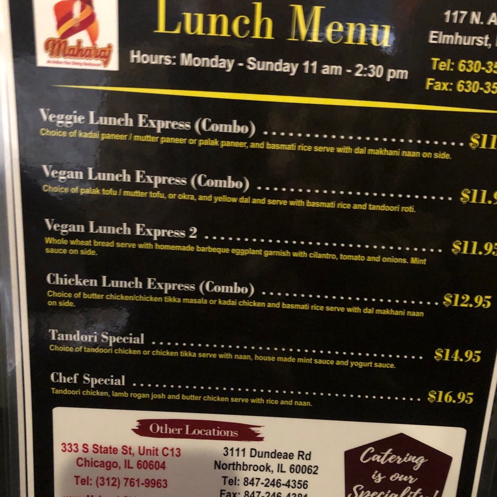 Maharaj Indian Grill - Lunch menu - Indian Near Me - Elmhurst, Illinois Maharaj Indian Grill - Lunch menu - Indian Near Me - Elmhurst, Illinois