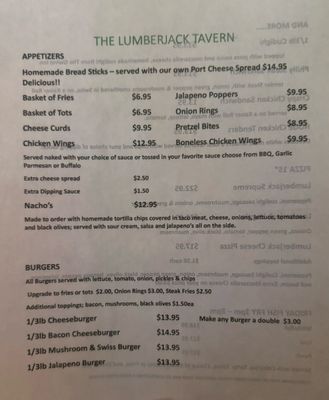 Menu photo 2 Lumberjack Tavern Big Bay, MI