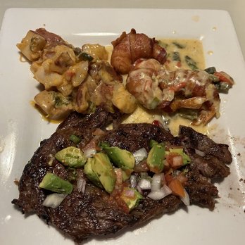 Red Pepper Restaurant - Grilled ribeye steak and bacon wrapped shrimp - Mexican Near Me - Bakersfield, California Red Pepper Restaurant - Grilled ribeye steak and bacon wrapped shrimp - Mexican Near Me - Bakersfield, California