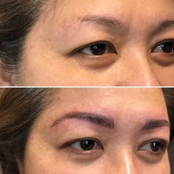 InkCharm - Before and after the Mircoblading by Yura. Love it!!! Will come back for the re touch . - Permanent Makeup Near Me - Los Angeles, California