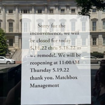 matchbox - Closed sign - New American Near Me - Washington, DC, District of Columbia matchbox - Closed sign - New American Near Me - Washington, DC, District of Columbia
