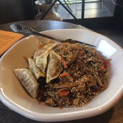 The incredible japchae (glass noodles).