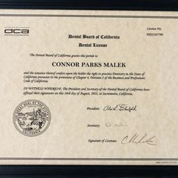 Connor Malek, DDS - iSmileSpa - Dental Board of California