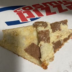 Cosmic Pizza & Donair - Donair pizza, found a slice with more than two pieces of thin Donair meat