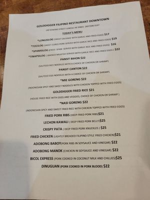 Menu photo 2 Golddigger Filipino Restaurant Juneau, AK Menu photo 2 Golddigger Filipino Restaurant Juneau, AK