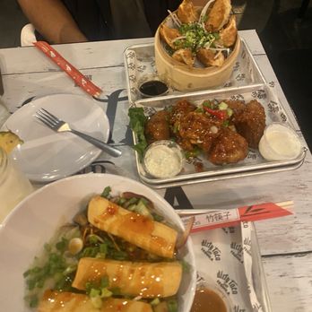 Dirty Taco + Tequila Bayside - Dirty wings, Asian stir fry bowl and Kung Pao Chicken dumplings - Tacos Near Me - Bayside, New York Dirty Taco + Tequila Bayside - Dirty wings, Asian stir fry bowl and Kung Pao Chicken dumplings - Tacos Near Me - Bayside, New York
