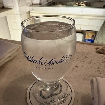 The Clarke Cooke House - Love a branded water glass - Seafood Near Me - Newport, Rhode Island The Clarke Cooke House - Love a branded water glass - Seafood Near Me - Newport, Rhode Island
