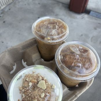 Nine Eight Five Coffee - San Banana, cookie butter, vanilla latte - Coffee & Tea Near Me - San Bernardino, California Nine Eight Five Coffee - San Banana, cookie butter, vanilla latte - Coffee & Tea Near Me - San Bernardino, California