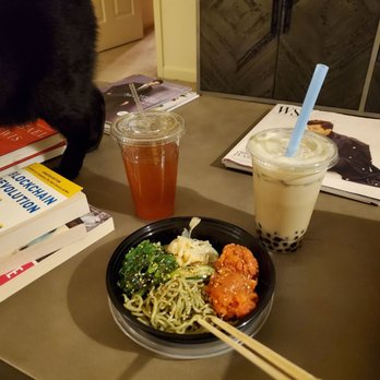 Poke Bar - Chamblee - Spicy tuna, kale noodles, seaweed, ginger and matcha milk tea - Poke Near Me - Chamblee, Georgia Poke Bar - Chamblee - Spicy tuna, kale noodles, seaweed, ginger and matcha milk tea - Poke Near Me - Chamblee, Georgia