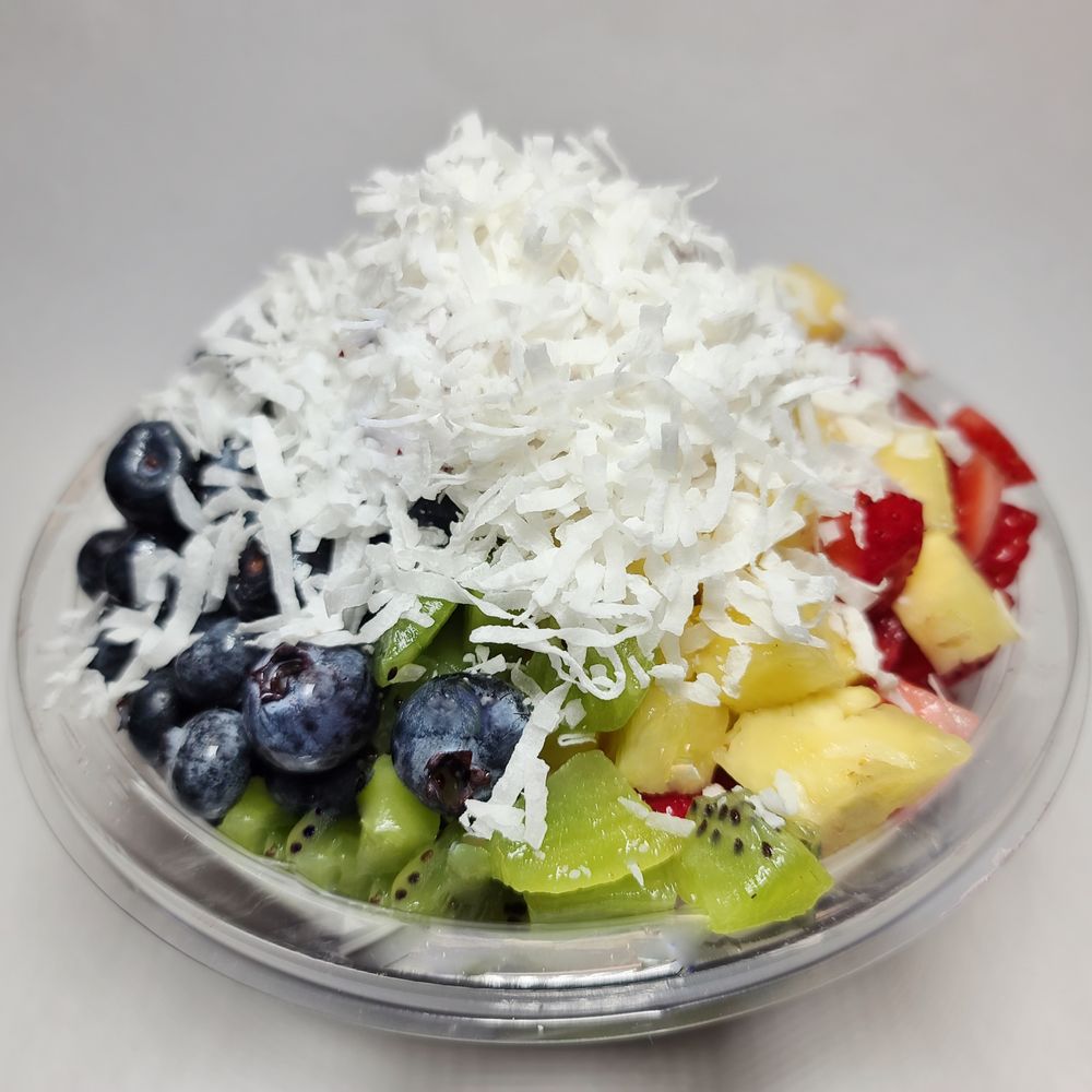 Rico’ acai - Rainbow Bowl Acai Puree, Banana, Granola, Strawberries, Pineapple, Kiwi, Blueberries, & Raspberries Mini: $8 Small: $11 Large $14 - Acai Bowls Near Me - Charlotte, North Carolina Rico’ acai - Rainbow Bowl Acai Puree, Banana, Granola, Strawberries, Pineapple, Kiwi, Blueberries, & Raspberries Mini: $8 Small: $11 Large $14 - Acai Bowls Near Me - Charlotte, North Carolina