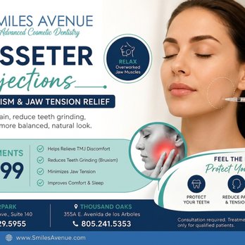 Smiles Avenue - Masseter injections for bruxism and jaw tension! - Orthodontists Near Me - Thousand Oaks, California Smiles Avenue - Masseter injections for bruxism and jaw tension! - Orthodontists Near Me - Thousand Oaks, California