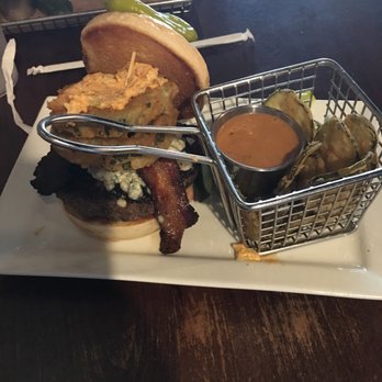 Hops Burger Bar - Buffalo Wing Dip Burger! - Burgers Near Me - Greensboro, North Carolina Hops Burger Bar - Buffalo Wing Dip Burger! - Burgers Near Me - Greensboro, North Carolina