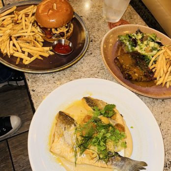 Saint & Second - Pan-Roasted Branzino Prime Flat Iron Steak & Frites S&S Signature Burger - New American Near Me - Long Beach, California
