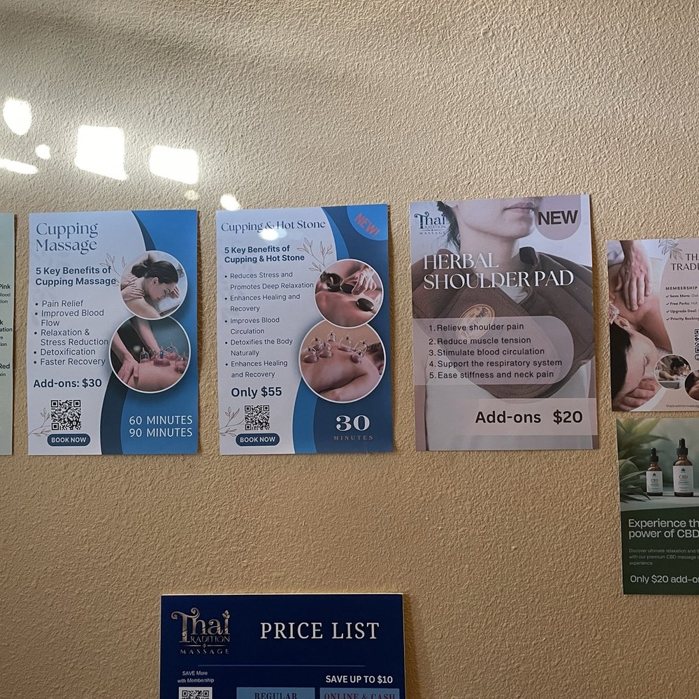 Thai Tradition Massage - Menus - Massage Near Me - San Diego, California