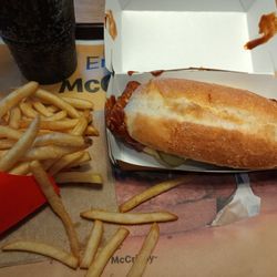 McDonald's - McRib meal with fries and Diet Dr. Pepper
