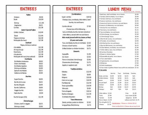 Menu photo 7 Pancho's Mexican Grill Knoxville, TN