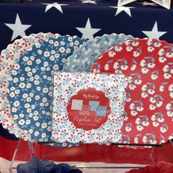 Main Line Gifts - Floral Americana Bamboo Plate Set. Perfect for Fourth of July, Memorial Day, or any summer gathering.