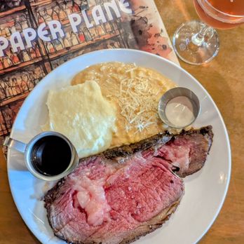 Paper Plane - $19.99 Prime Rib Tuesday (with purchase of cocktail), jus, horseradish cream, mashed potatoes, creamed corn - Cocktail Bars Near Me - San Jose, California