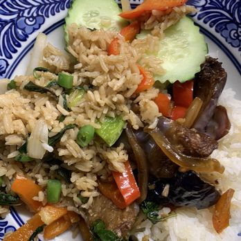 Siam Station - Basil fried rice and spicy eggplant to go with - Thai Near Me - Irvine, California