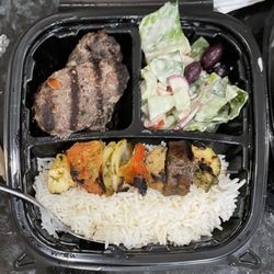 Zaytune Mediterranean Grill - Hot juicy beef kabobs with fresh bright salad